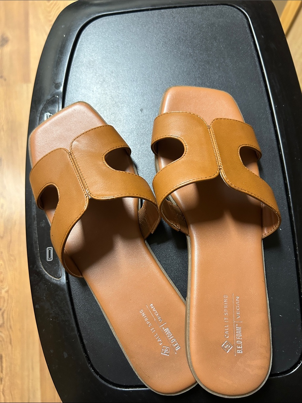 Call It Spring Cognac Tan Slide Sandals
